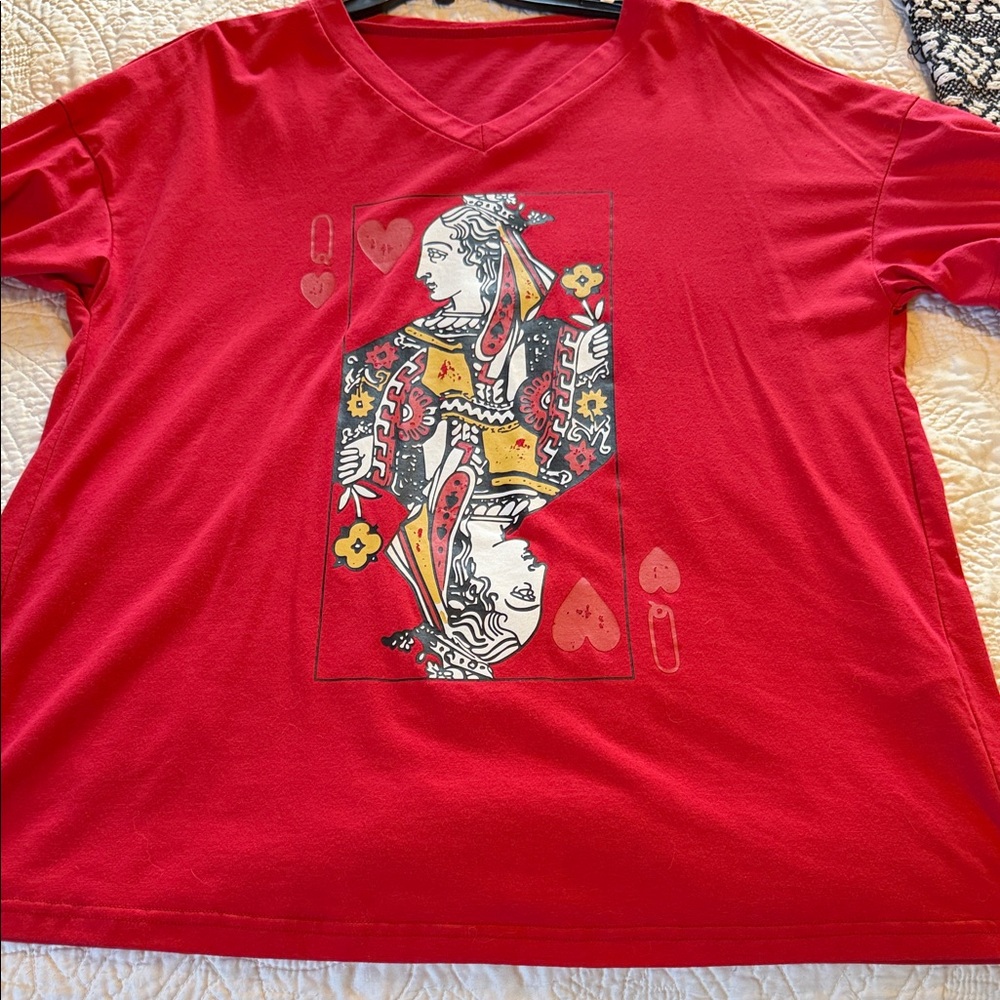 Queen of Hearts Red V-Neck Women's Tee